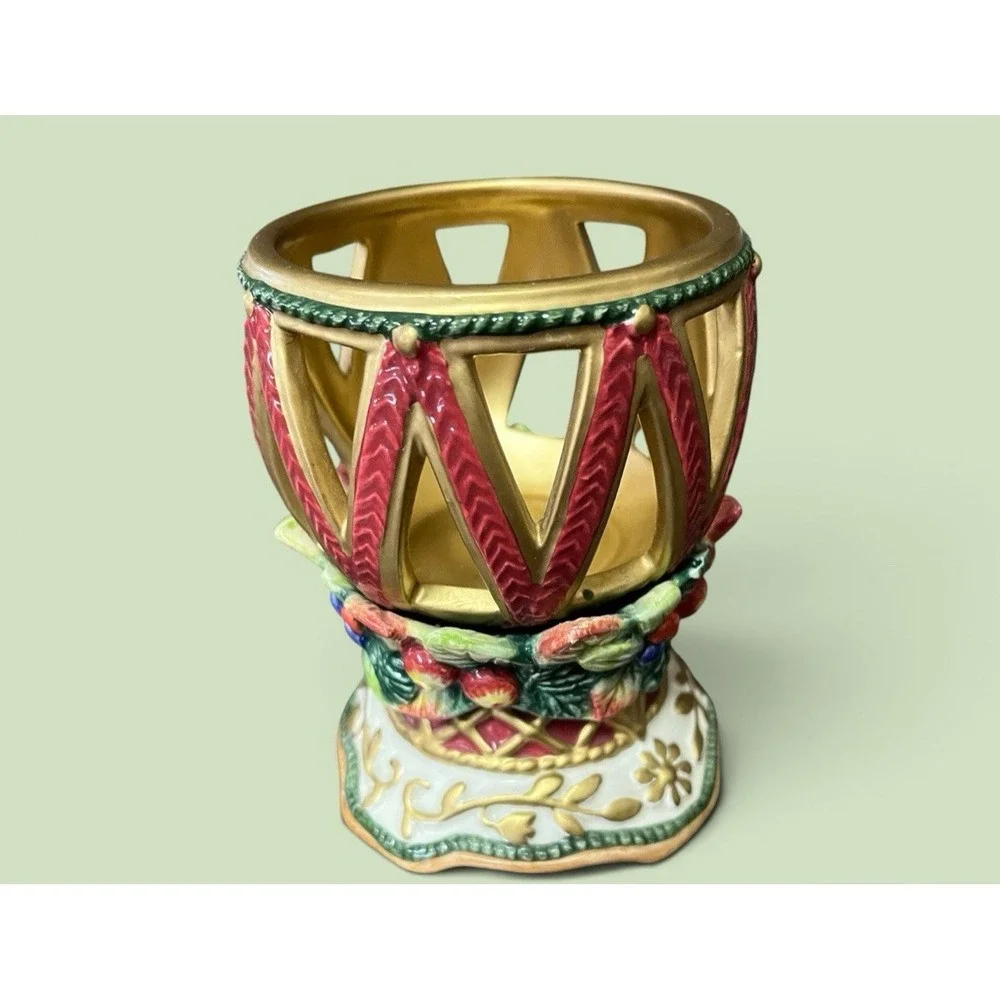 Fitz & Floyd Classic Jolly Ole St Nick Candleholder‎ Votive Festive Holiday Xmas